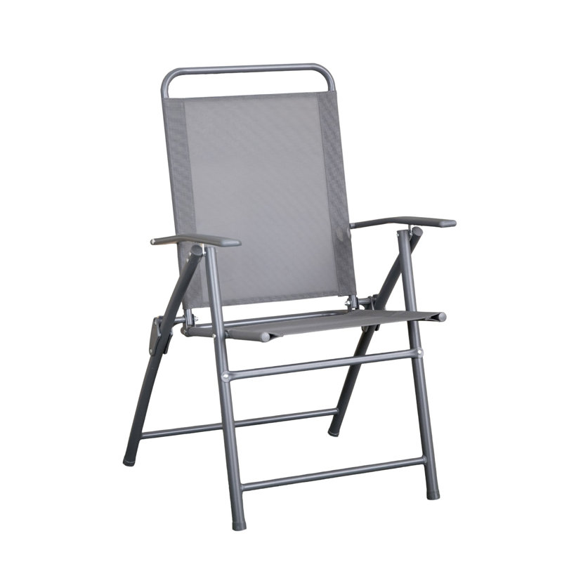 Bulkley Multi-Position Folding Garden Patio Single Chair In Black, Grey