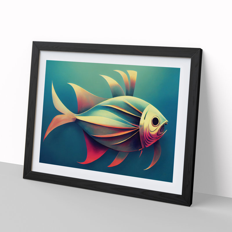 Epic Fish Abstract - Framed Print, Black, 46cm H x 64cm W x 2cm D