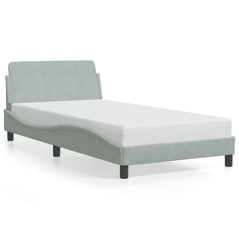 vidaXL Bed Frame Dover Light Grey 100x190 cm Velvet, Twin, Light Gray