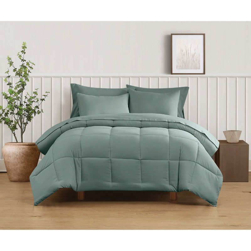 Truly Soft Solid Recycled Sustainable Comforter Set, Twin XL Comforter + 1 Standard Sham, Sage 