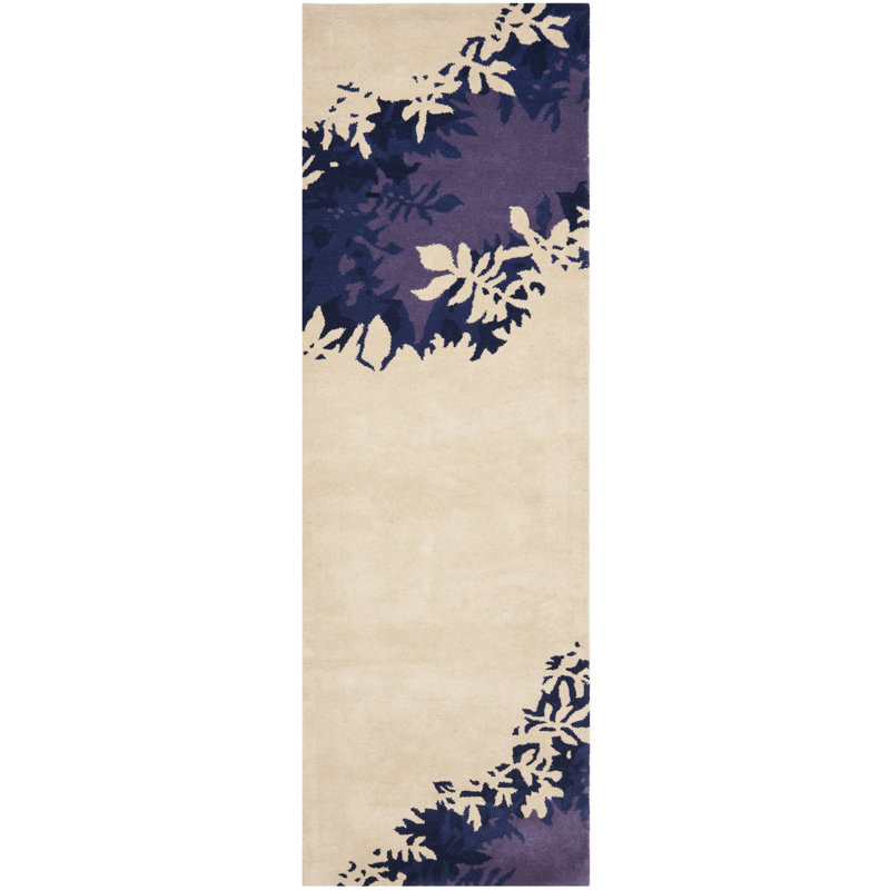 Tapis floral en laine et viscose touffeté à la main Avayah Soho, Tapis de couloir 2 pi 6 po x 8 pi
