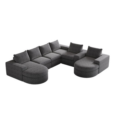 Canapé modulaire en chenille avec méridienne incurvée avec méridienne Chenille