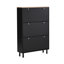 Armoire à chaussures avec 3 tiroirs rabattables, organisateur de vestibule à motif de grain de bois avec 3 crochets, étagère à chaussures autoportante-114198408