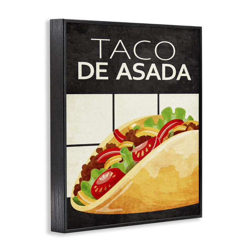 Giclée Taco Classic Meal, par Kim Allen, H 14 po x l 11 po, Giclée encadrée noir minuit