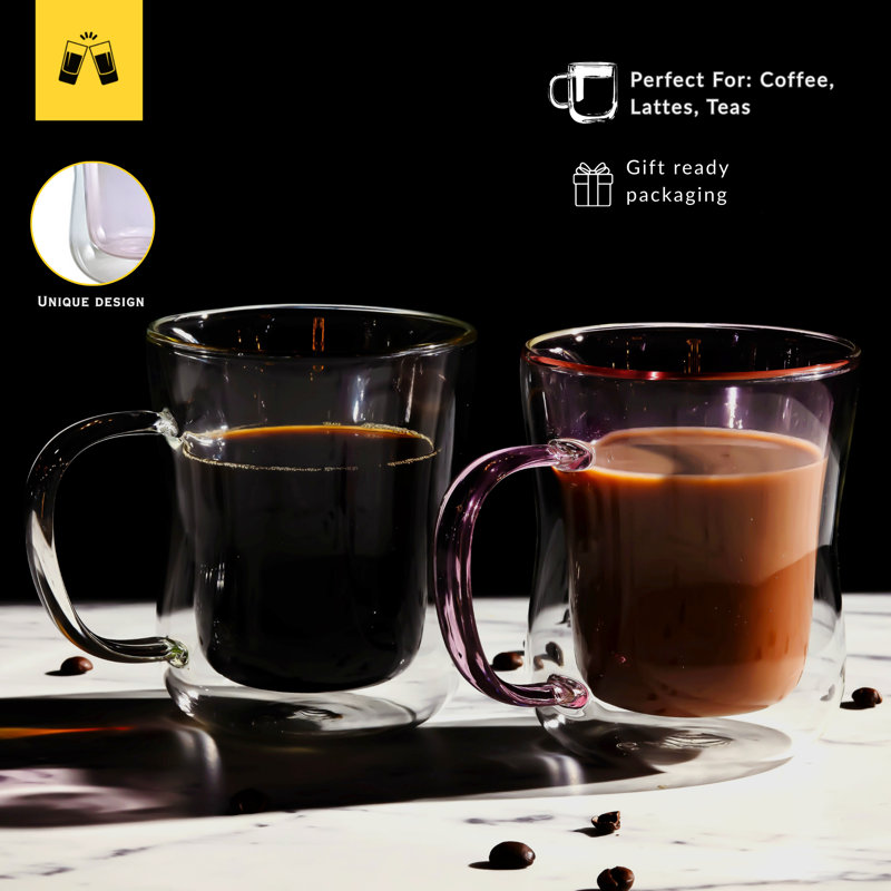 Ensemble de grandes tasses à café à double paroi - 10 oz