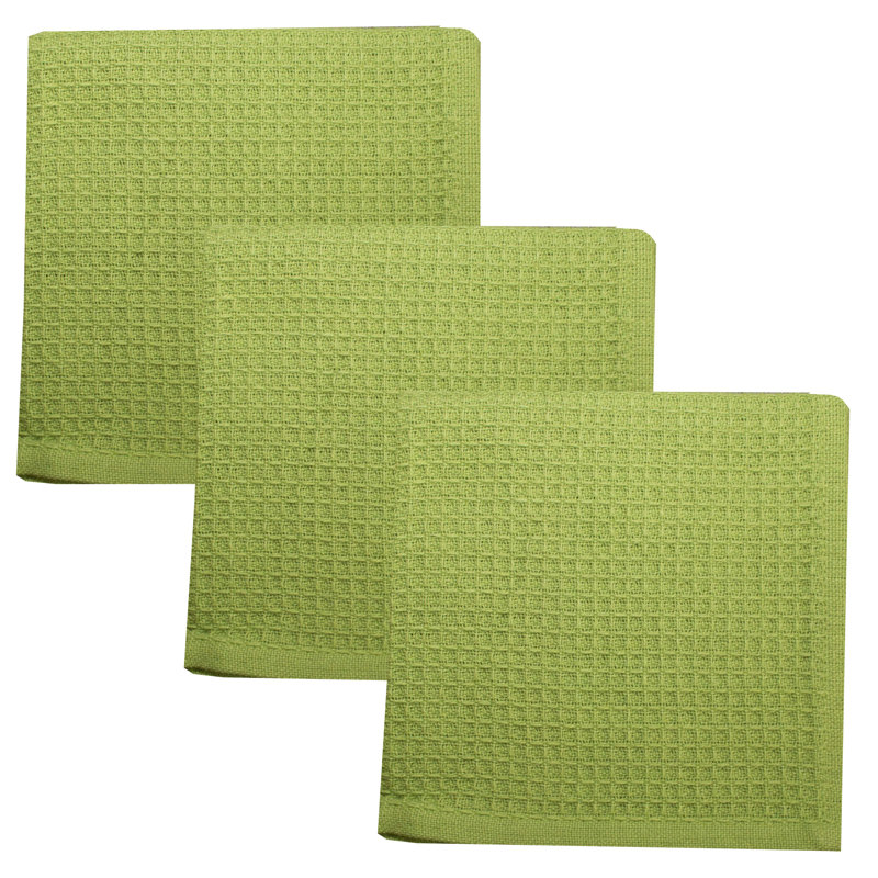 Cotton Waffle Dish Cloth Kitchen Towel, Lime Green