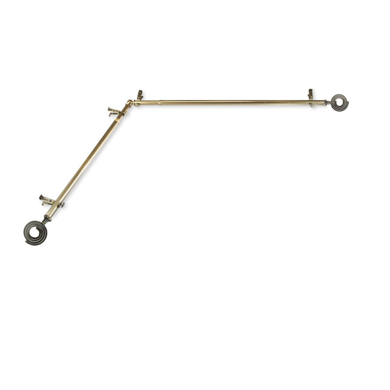 Tringle à rideaux simple à ressorts de coin puneeth, 120 à 170 po, Laiton antique