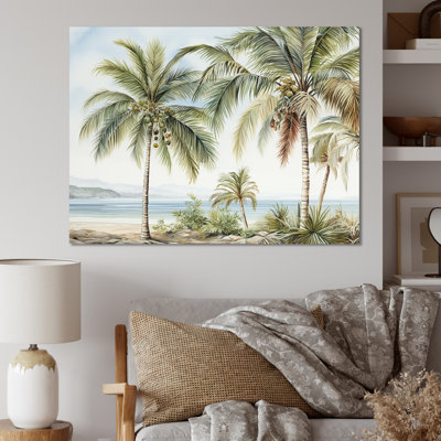Palms Palm Trees On The Beach V On Canvas Print