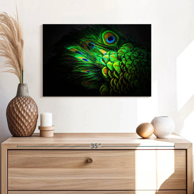 Emerald Peacock Feather, 34" H x 51" W