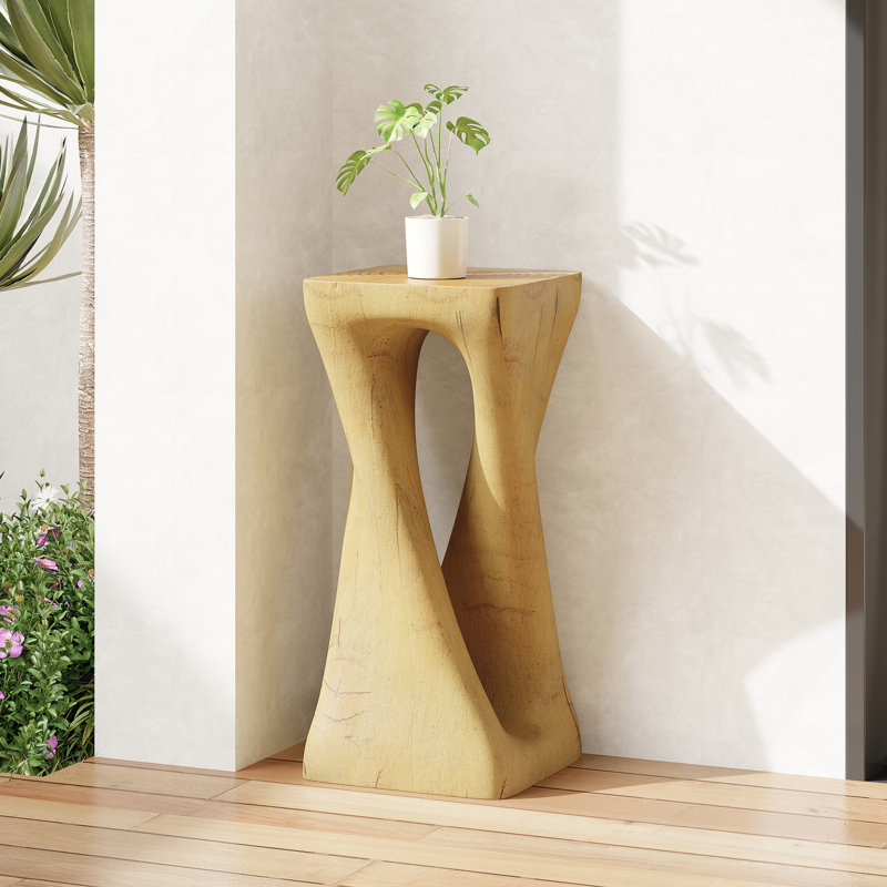 Table d'appoint d'extérieur, table de bout en forme de torsion, table d'appoint pour l'intérieur et l'extérieur, Natural