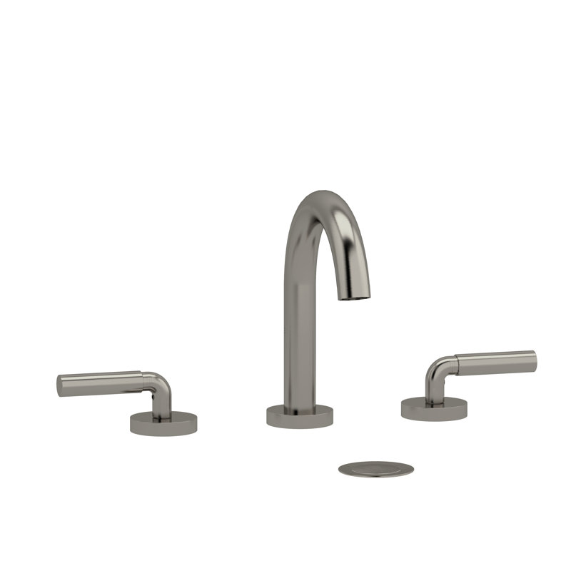 Robinet de lavabo à large entraxe avec bec en C Riu, Nickel brossé