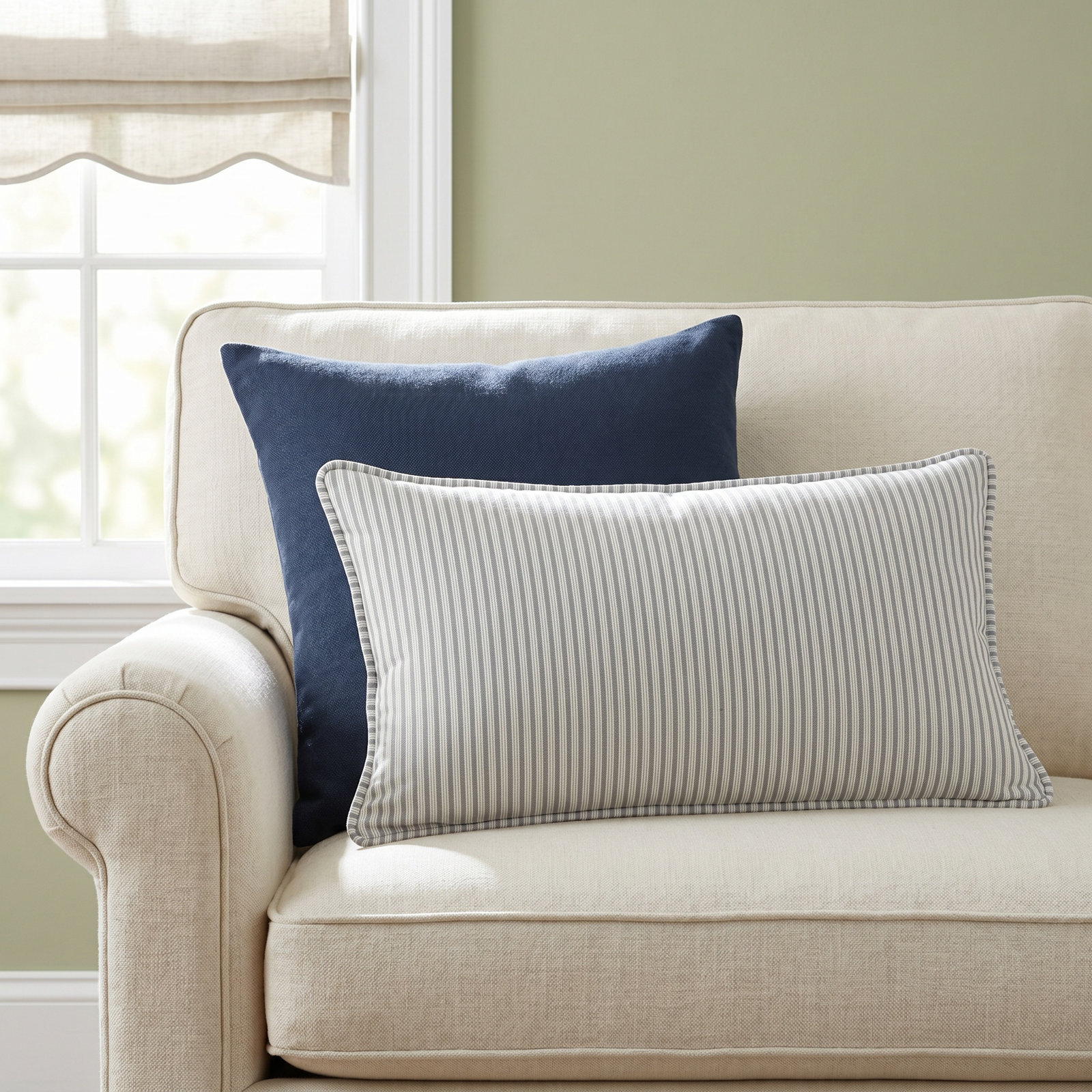 Edan Cotton Throw Pillow, Polyester, Rectangle 14"H x 26"W, Blue