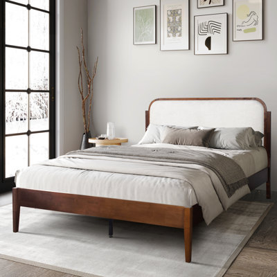 Gosman Wood Queen Platform Bed, Walnut/White