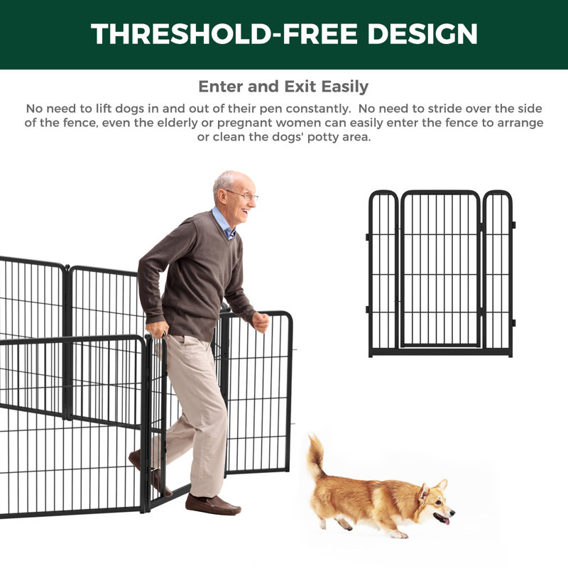 Black 32 Inch Metal Indoor Dog Playpen with Door