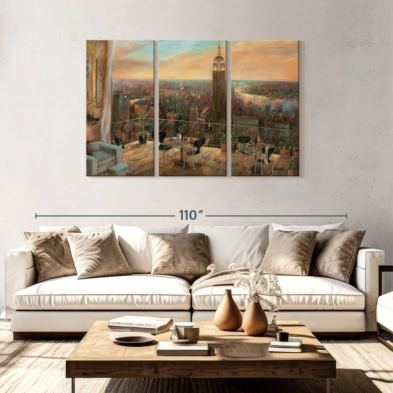 Une vue de New York, H 48 po x l 74 po