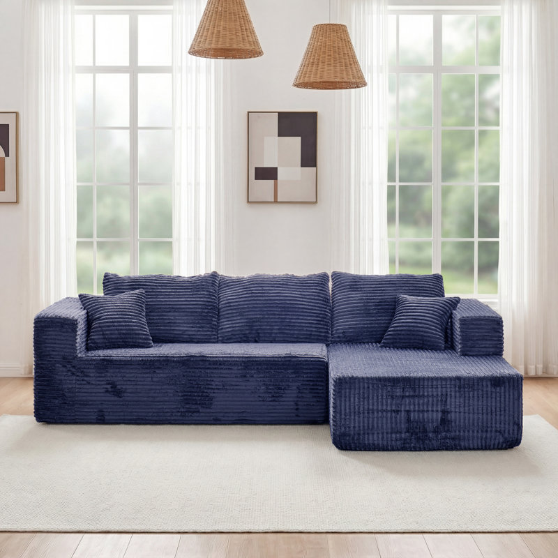 Canapé modulaire Kapellen, Bleu, Orienté à droite