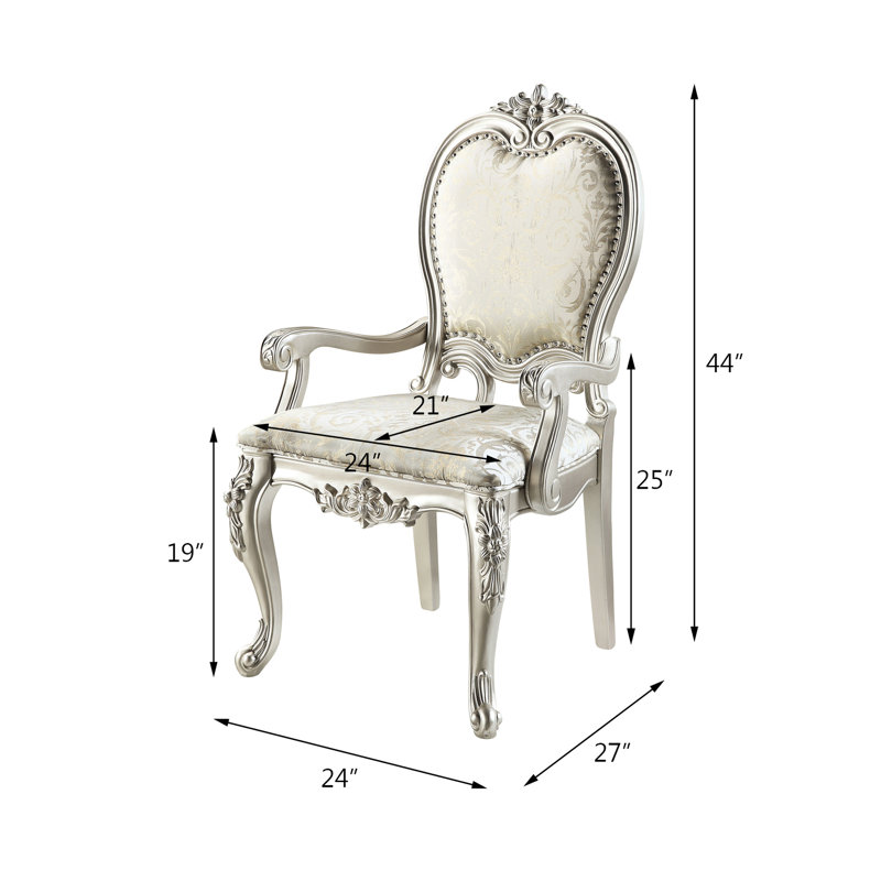 Paire de chaises en tissu et champagne (2) - capacité de charge de 220 lb. 24 po de largeur d'assise, 21 po de profondeur, 19 po de hauteur, 25 po de hauteur d'accoudoir. Rembourrage confortable avec mousse D22 pour un confort accru. Bois d'hévéa