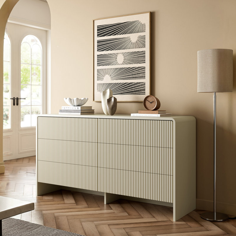 55.1" W 6 - Drawer Dresser, Beige