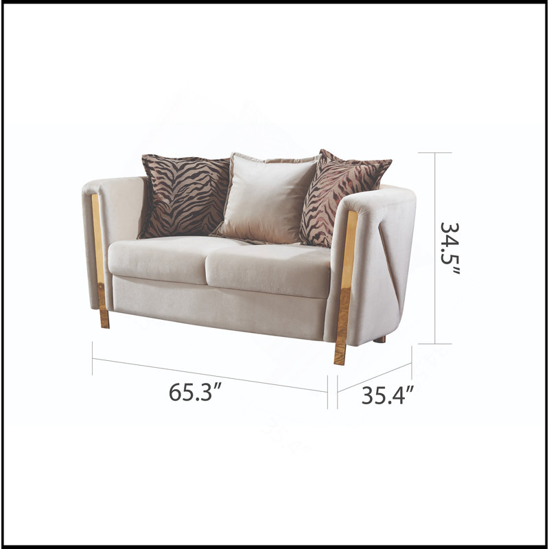 Causeuse rembourrée en tissu épais en velours beige, Beige
