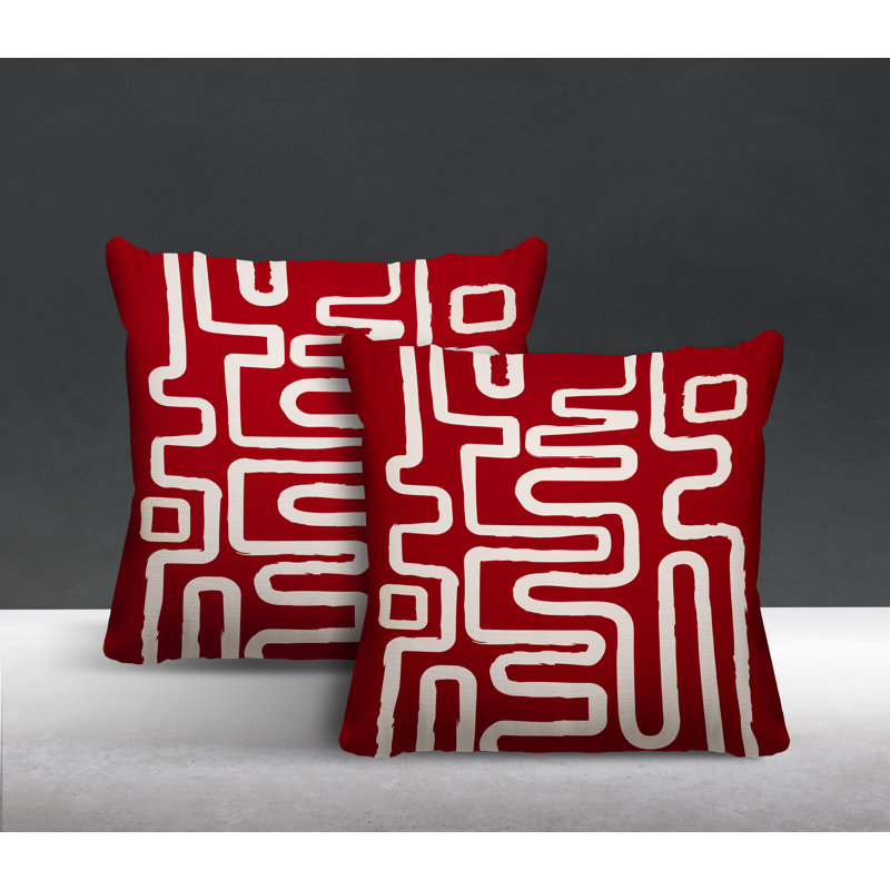 Coussin décoratif carré intérieur / extérieur Miroir, L 19 po x H 19 po, Rouge