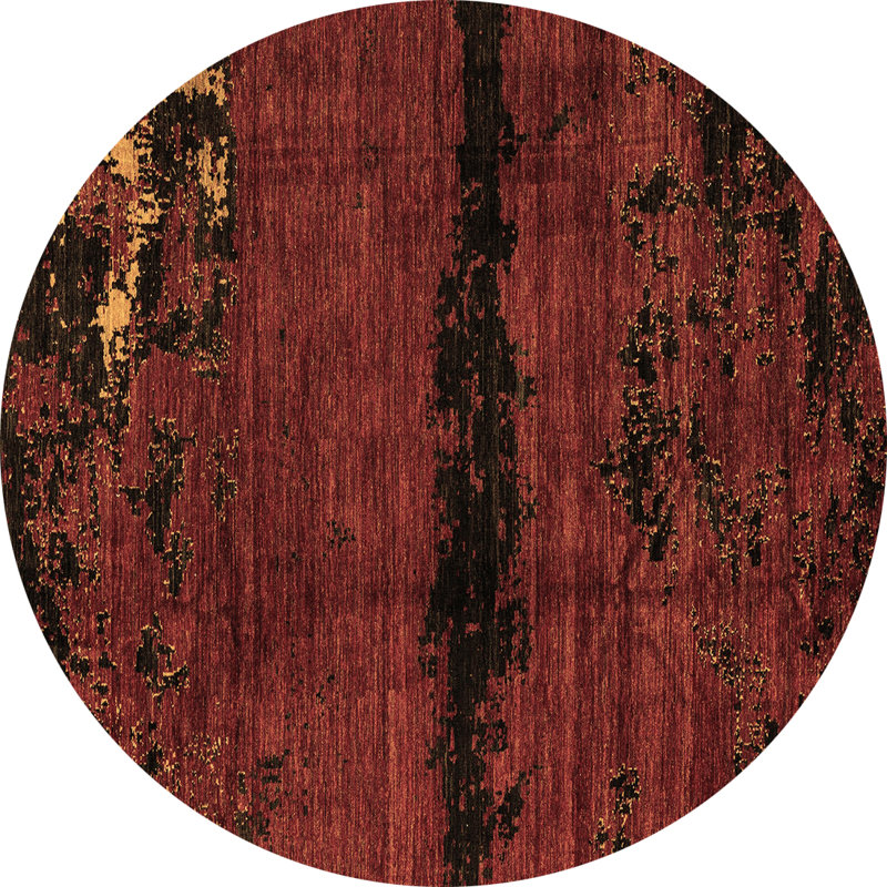 Tapis en laine / polyester tissé à la machine à imprimé animal en brun / noir, Rond 6 pi