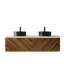 60" Floating Bathroom Vanity With High - Quality Black Round Ceramic Sinks, Sintered Stone Countertop, 2 Drawers Sensor , Dark Walnut Plywood Storage, Pre Assembled, Soft Close Drawer Slides, Night-133043611