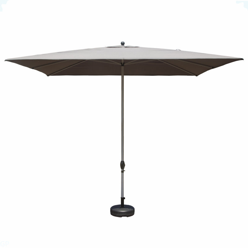 Parasol de patio rectangulaire avec fonction de levage à manivelle et d'inclinaison, gris (base non incluse), Gris
