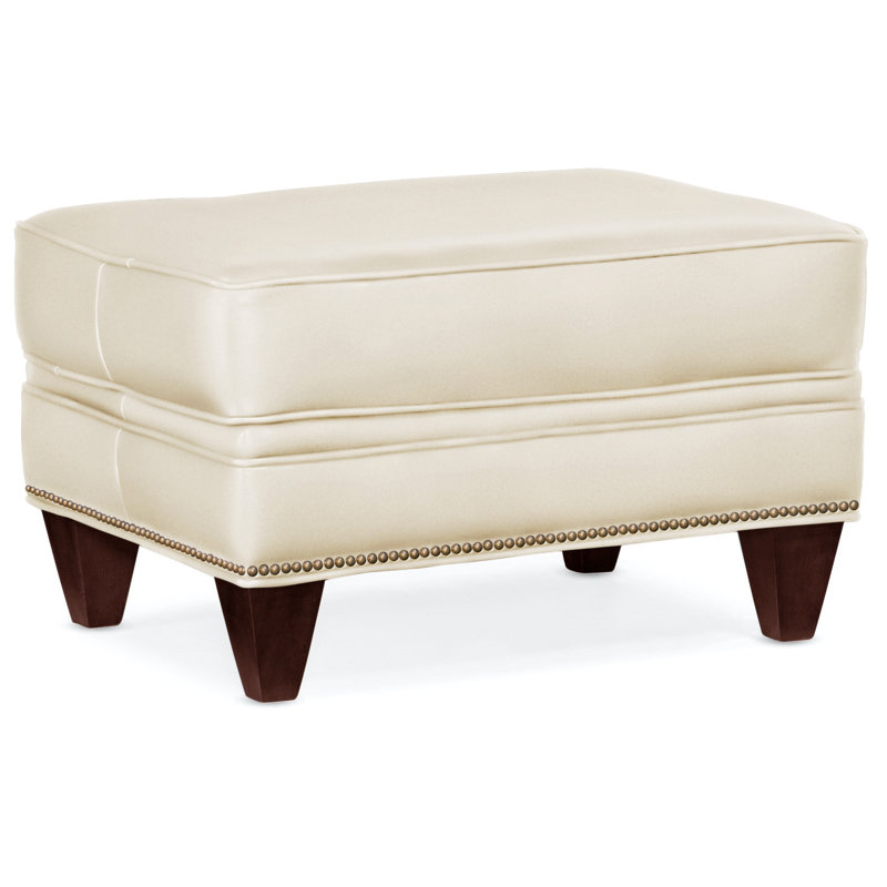 Repose-pieds rectangulaire en cuir véritable de 28,5 po de largeur Reddish, Acajou, Naturel, Cuir véritable Outsider Raven
