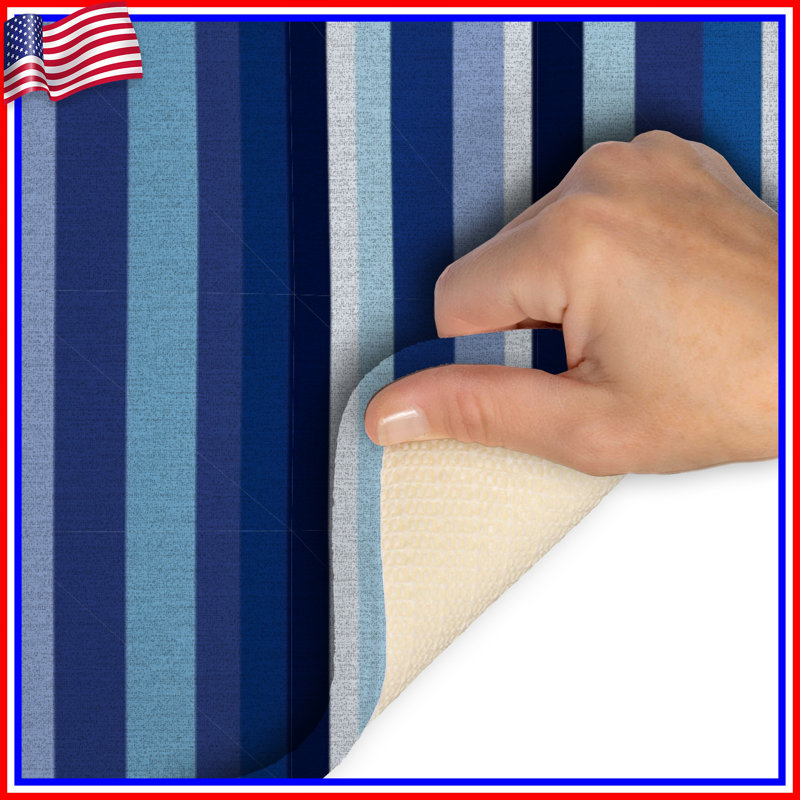 Tapis de bain à rayures, Simple - L 34 po x l 21 po, Rayures bleues