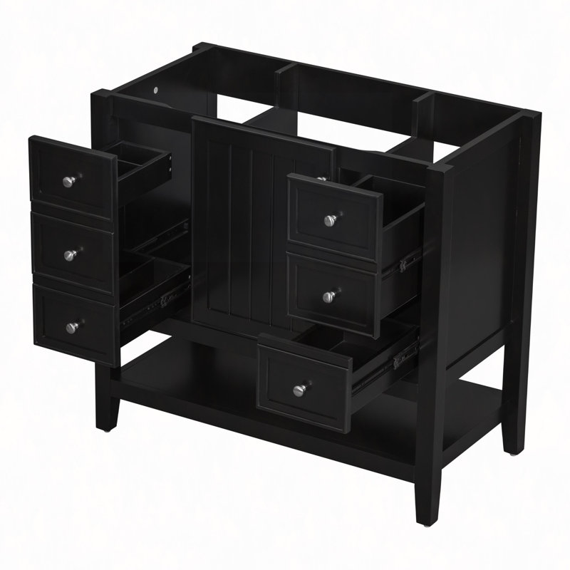 Meuble-lavabo 36 po sans lavabo, base d'armoire seulement, une armoire et trois tiroirs
