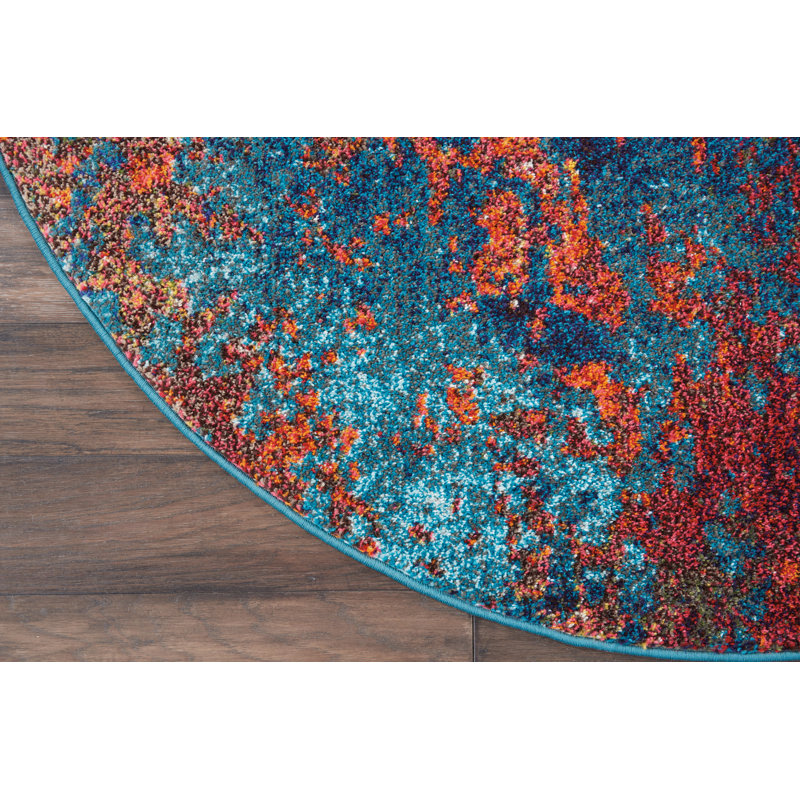 Tapis bleu moderne Enoch, Rond 4 pi