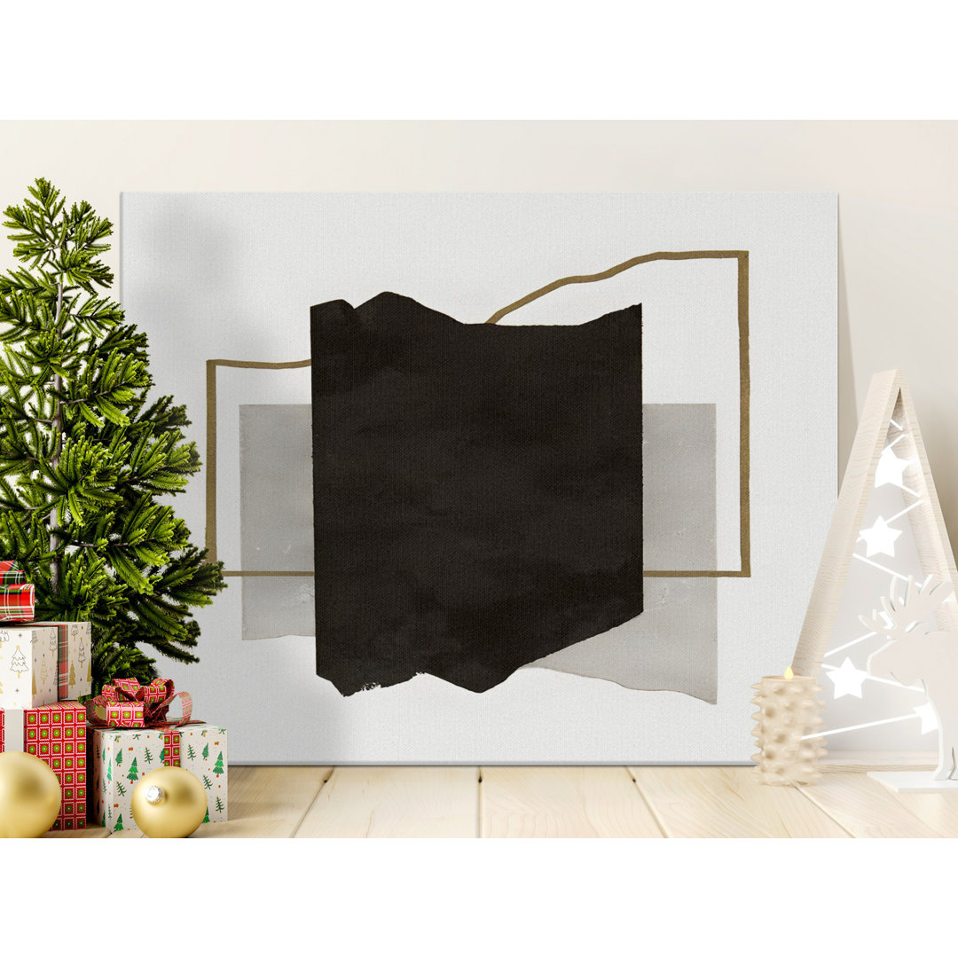Modern Abstract Black Gold Grey Canvas Wall Art, Minimalist Geometric Contemporary Art Print, Sophisticated Home Decor Gift
