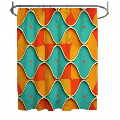 Rideau de douche à motif géométrique - Décoration de salle de bain