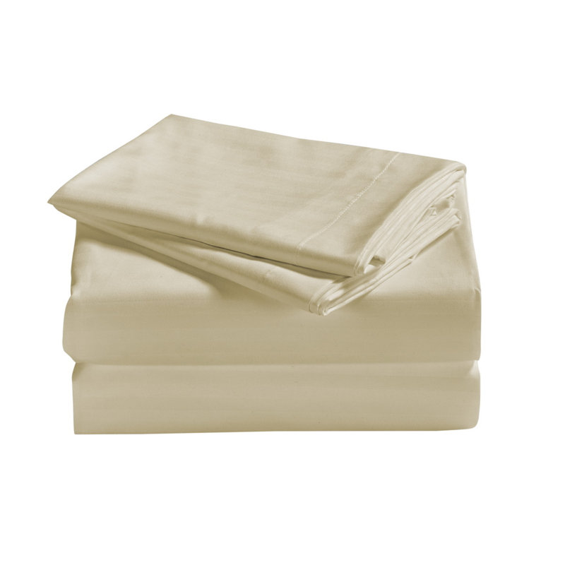 Microfiber Striped Sheet Set, Queen Sheet Set, Cream