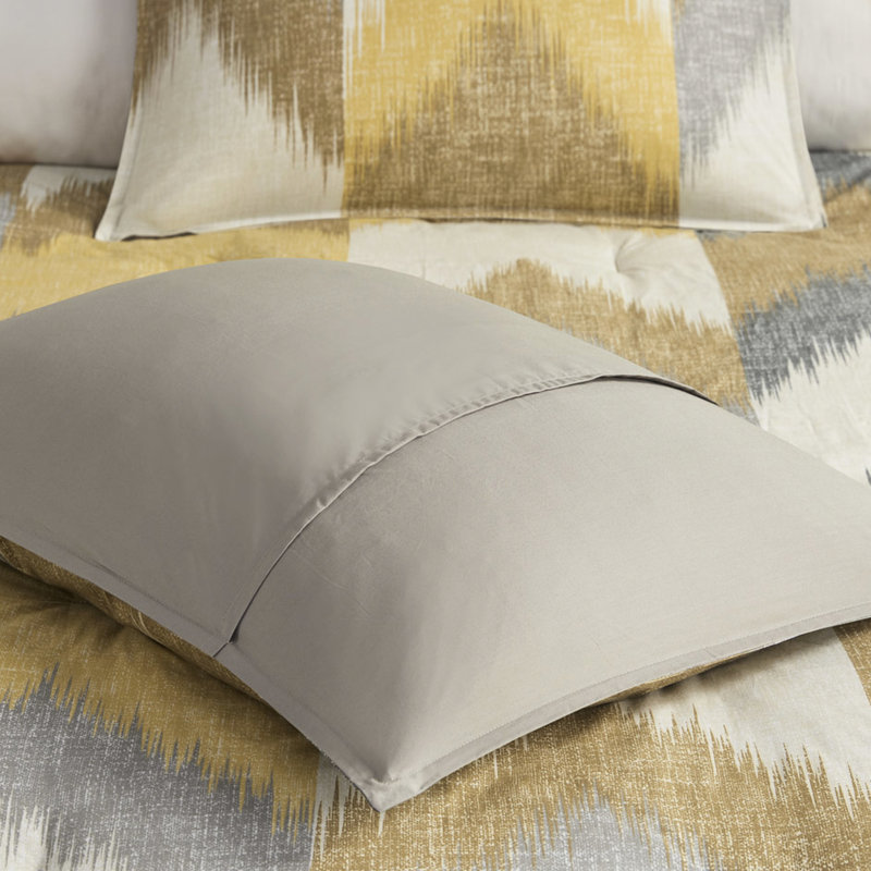Édredon pour lit double / grand 3 pièces, coton imprimé jaune, avec 2 taies décoratives, double / grand, literie, rembourré