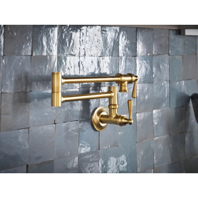 Moen Traditional Wall Mount Swing Arm Folding Pot Filler Kitchen Faucet