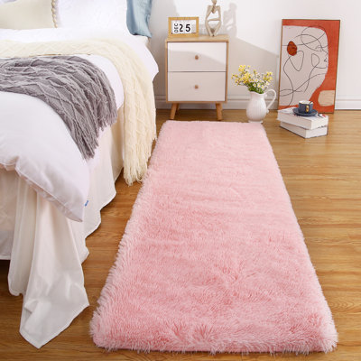 Pink Washable Shag Area Rugs Non-Slip Fluffy Shag Plush Fuzzy Shaggy Rug for Living Room, Bedroom, Home Decor