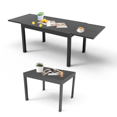 Table de salle à manger d'extérieur en aluminium extensible de 35 à 71 po, table de salle à manger d'extérieur réglable