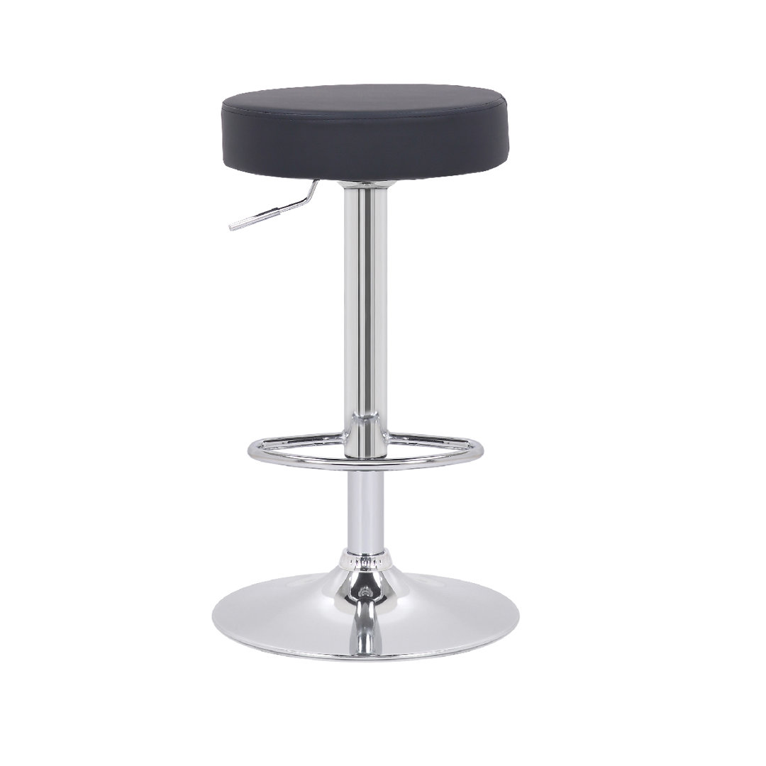 B&Q -  Semplice Breakfast Bar StoolChrome FootrestHeight Adjustable Swivel Gas LiftHome Bar & Kitchen Faux-Leather BarstoolBlack - Image 3