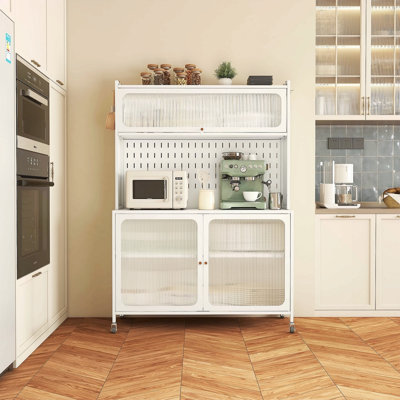 Kitchen Pantry Cabinet, Tall Storage Cabinet With Glass Doors & Adjustable Shelves, Cabinet Cupboard For Kitchen, Living Room, Dinning Room