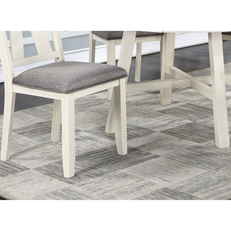 Chaise de salle à manger 2, revêtue de gris, style blanc épuré, classique de 2 chaises, coussin de siège, finition, design contemporain
