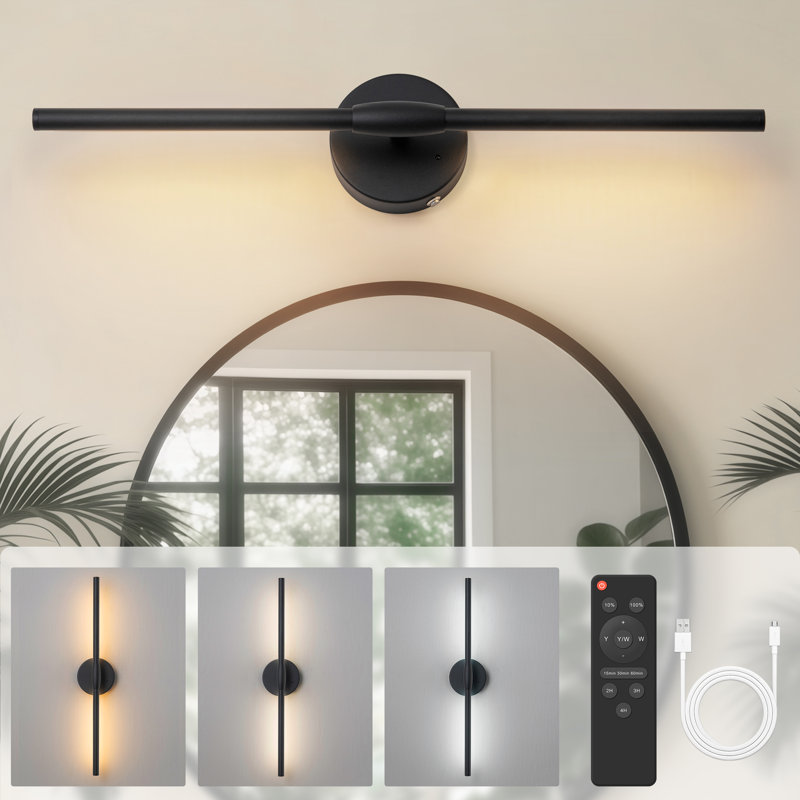 24.2" 1-light Dimmable Led vanity Light  Bath Bar, Matte Black