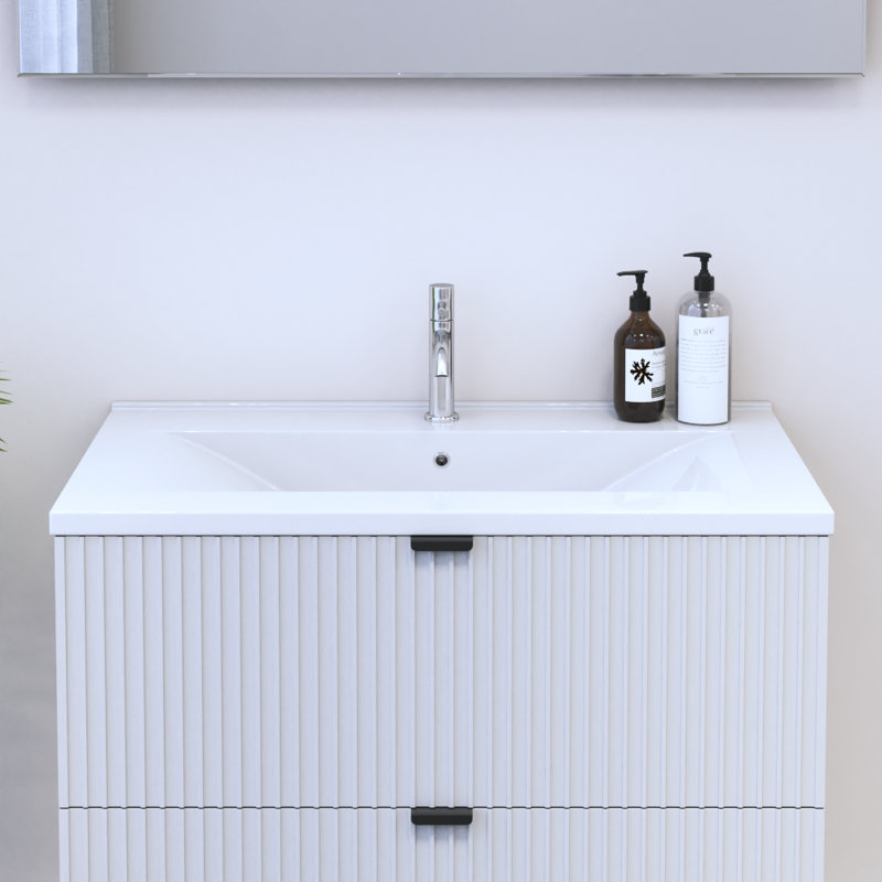 32 32,9,9 po. Lavabo encastré en céramique - blanc