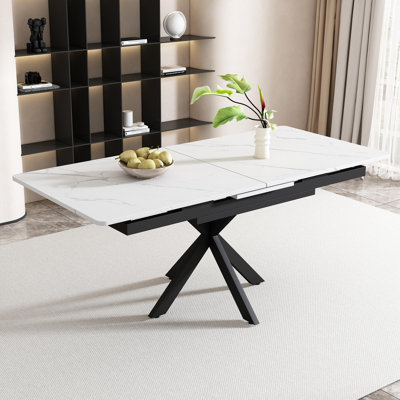 Extendable Dining Table Black With Grey Desktop