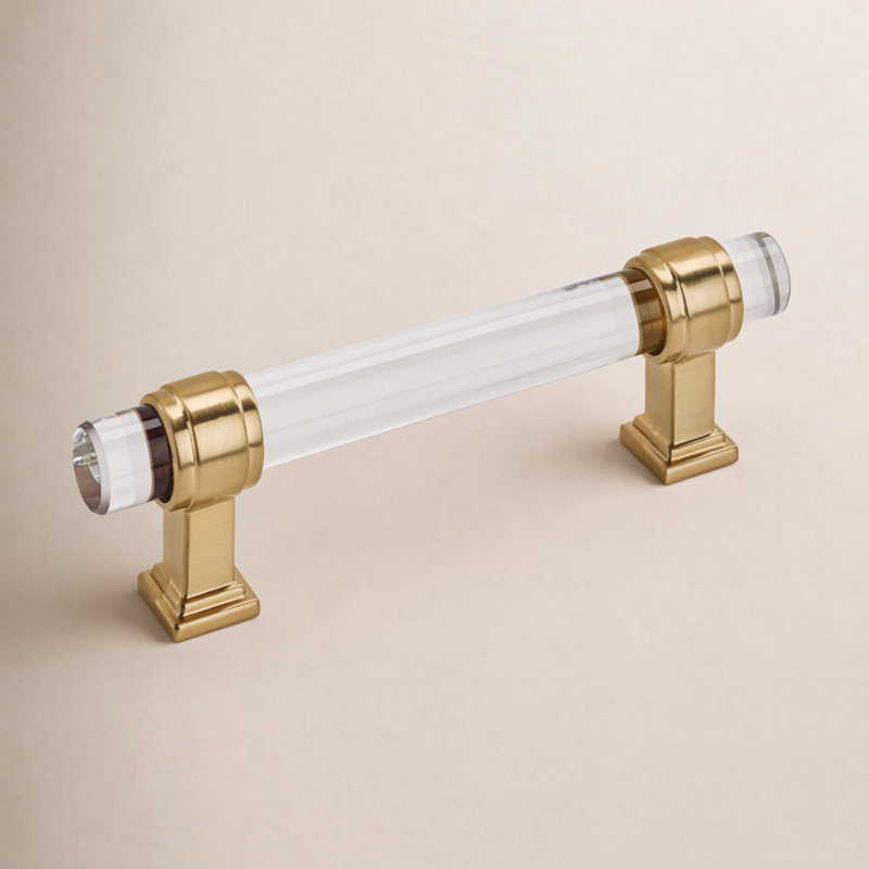 Poignée barre Glacio, Transparent / Champagne-bronze, 3 3/4"