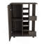 Chariot-bar espresso en carbone H 32 po, armoire de rangement, avec 4 roues, 1 espace de rangement divisé avec 1 tablette, 1 porte pliante, une division verticale centrale pour 6 bouteilles et 2 tablettes latérales avec façade en aluminium-1637482549