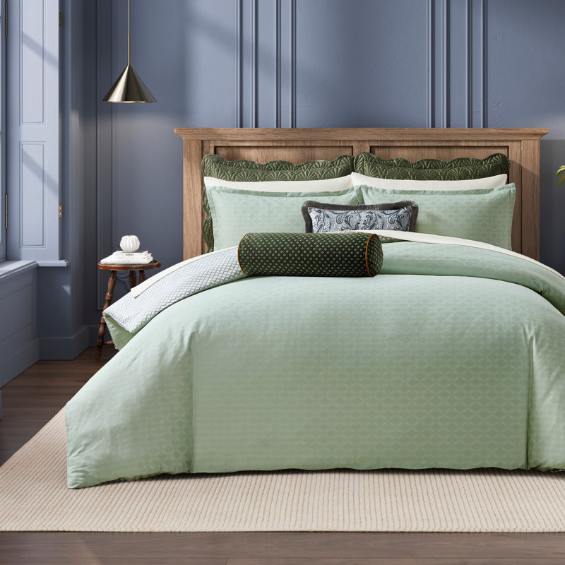 Ted Baker Pollsy Jacquard Duvet Set, Queen Duvet Cover + 2 Shams, Green