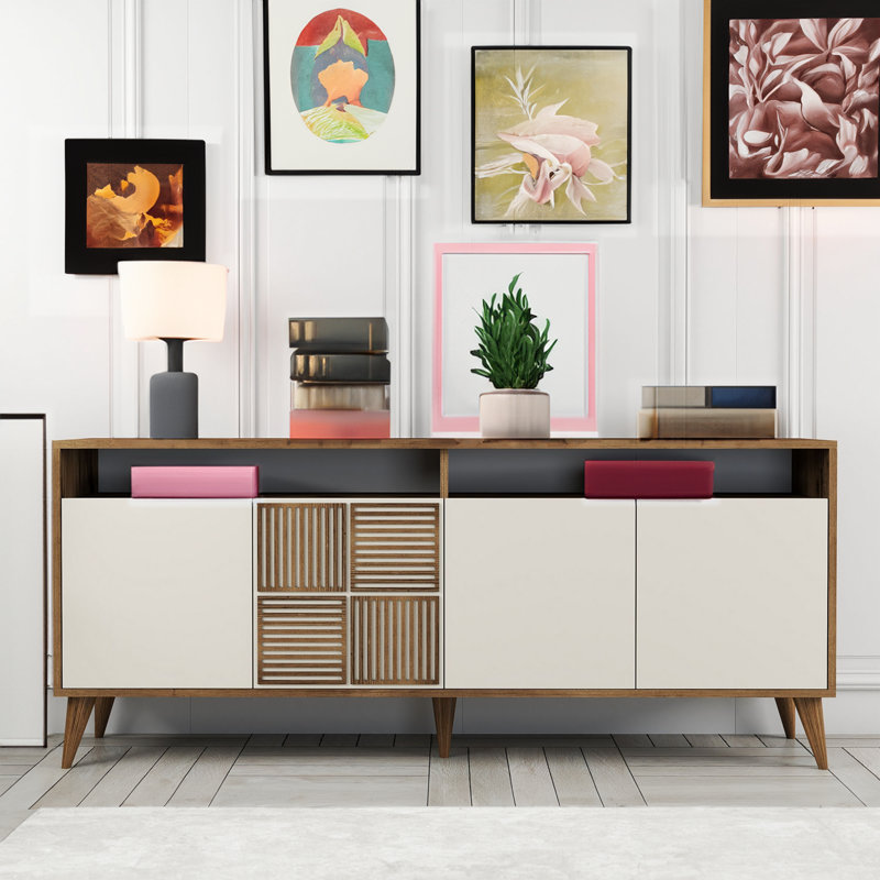 Lusio 70.9'' Console Table, Walnut/Cream