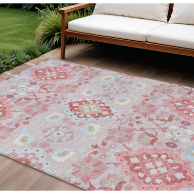 Tapis intérieur lavable 10 pi x 14 pi bleu ciel et brun oriental lavable