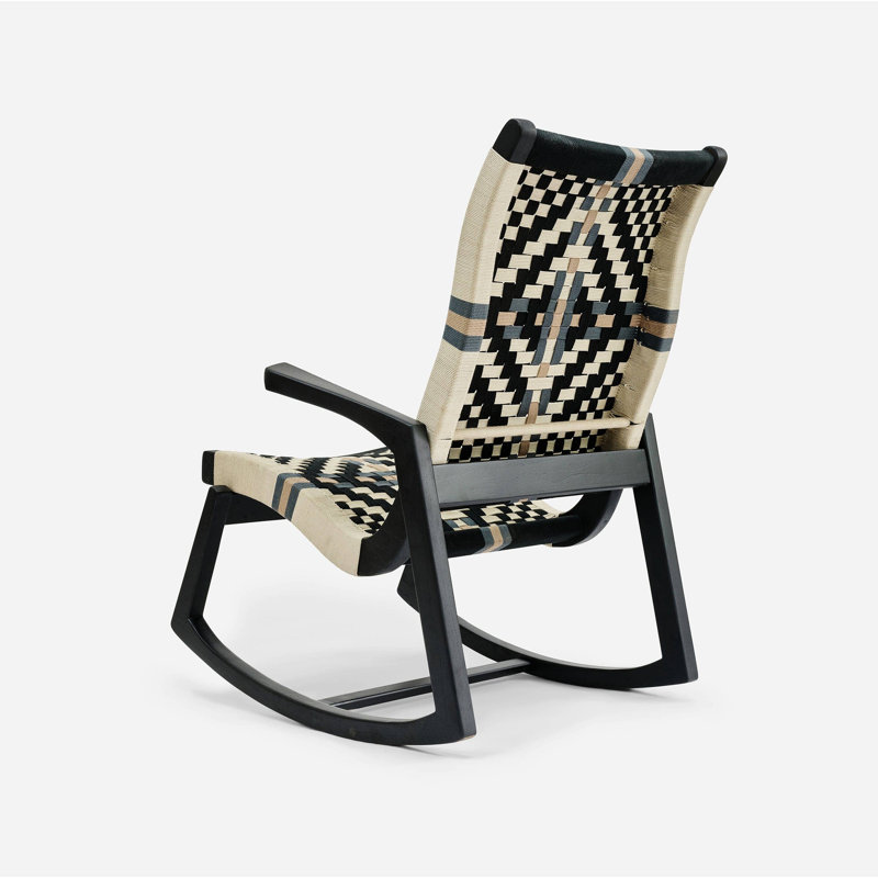 Amador Rocking Chair In San Geronimo Pattern, Colonial Pattern, Black